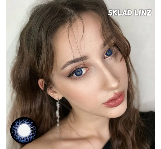 Синие цветные контактные линзы - Блу Лэо - Крейзи/Косплей - Карнавальные - контактные линзы ELITE Lens